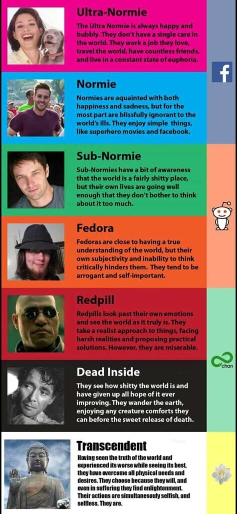 Stages of awareness from normie to transcendent